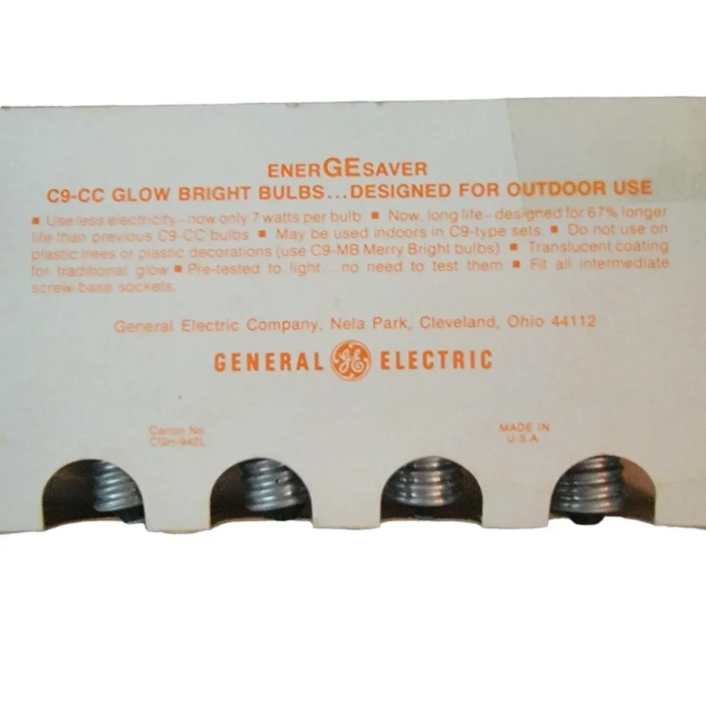 Lot of Vintage GE GLOW BRIGHT Christmas Bulbs C9-CC Outdoor‎ MADE IN USA